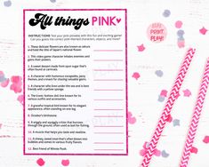 an all things pink game with two straws next to it