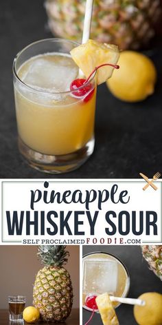 Sour Mixed Drinks, Drinks With Pineapple Juice, Whiskey Sour Recipe, Pineapple Drinks, Sour Foods, Stone Sour, Mixed Drinks Alcohol