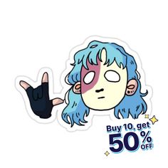 a sticker that says buy 10 get 50 % off