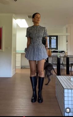 Summer Outfits With Knee High Boots, Tall Boots Summer Outfit, Tall Black Boots Outfit Summer, Tall Boots Outfit Summer, Sheer Black Dress Outfit, Black Boots Outfit Summer, Boots Sundress, Shorts Boots Outfit, Spring Boots Outfit