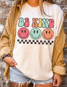 Tshirt, Be Kind Shirt, Smiley Face Shirt, Positive Shirt, Retro Be Kind Shirt,boho Kindness Shirt Kind Message Shirts, Spread Kindness Tshirt, Smiley Face Shirt, Be Kind Shirt, Kindness Shirt, Black And White Girl, Comfort Colors Tshirt, Positive Shirt, Cute Shirt Designs