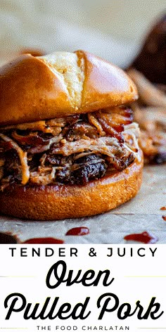 the tender and juicy oven pulled pork sandwich