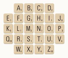 wooden scrabble letters and numbers are arranged in the shape of a triangle