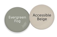 two buttons that say, evergreen fog and accessible boge with the same color on them