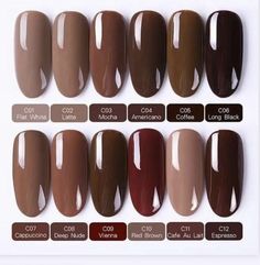 Brown colors nails inspo#Nail #nailcolor #nailpolish Membentuk Alis, Fall Gel Nails, Gel Set, Gel Nail Colors, Beginners Knitting, Neutral Nails, Brown Nails