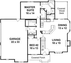 the floor plan for this house shows the garage and living area, as well as the bedroom