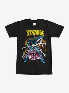 a black t - shirt with the words dr strange on it