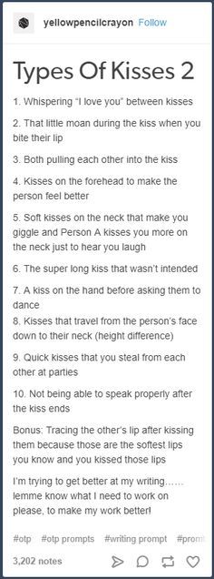 an article about types of kisses written in the text on top of a phone screen