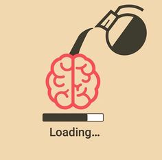 a poster with the words loading and an image of a brain pouring out of a pipe