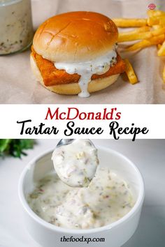 McDonald’s Tartar Sauce Recipe Mcdonalds Tartar Sauce Recipe, Homemade Tartar Sauce Easy, Best Tartar Sauce Recipe, Tartar Sauce Recipe, Homemade Tartar Sauce, Unique Recipe, Homemade Sauce Recipes, Dipping Sauces Recipes, Salad Dressing Recipes Homemade