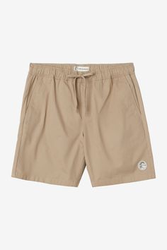 A comfortable woven short to throw on after a surf and kick back. O'Neill Men's woven short O'Riginals Collection 18" Outseam- well above the knee fit Cotton twill Elastic waistband Drawcord Front hand pockets Back pocket with zipper 98% Cotton, 2% Elastane Casual Surfing Shorts, Casual Surfing Shorts With Pockets, Casual Bermuda Surfing Shorts, Casual Relaxed Fit Surfing Shorts, Khaki Athletic Shorts With Built-in Liner, Cotton Boxer Briefs With Built-in Shorts, Cotton Boxer Briefs With Built-in Shorts For Sports, Men’s Swim Shorts, Short O