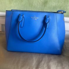 Nwot Blue Kate Spade Bag With Crossbody Strap Classic Blue Shoulder Bag With Top Carry Handle, Classic Blue Shoulder Bag With Detachable Strap, Classic Blue Satchel Shoulder Bag, Classic Blue Bag With Top Carry Handle, Classic Blue Bags With Top Carry Handle, Classic Blue Satchel Bag, Classic Light Blue Shoulder Bag For Travel, Classic Blue Tote Satchel, Everyday Blue Bag With Double Handle