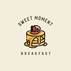 the logo for sweet moment breakfast, which is designed to look like a piece of cake