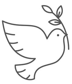 a line drawing of a bird with leaves on it's head and wings flying