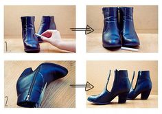 Diy Boots, Cut Out Boots, Boots Diy, Shoe Refashion, Decorating Flip Flops, Peep Toe Ankle Boots, Old Boots, Diva Design