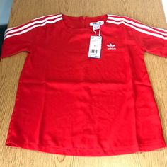 Adidas Originals Women’s 3 Stripe Tee Red Sz Xs Brand New Adidas Red Short Sleeve T-shirt, Basic Short Sleeve Tops With Three Stripes, Casual University Red Tops For Streetwear, Basic Adidas Tops With Three Stripes, Adidas Red Crew Neck T-shirt, Red Adidas Crew Neck T-shirt, Sporty Red Crew Neck Shirt, Casual University Red Tops, Red Streetwear Shirt For Spring