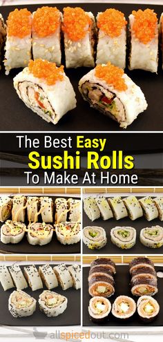 The Best Easy Sushi Rolls To Make At Home Sushi Rolls With Crab Meat, Salmon Cream Cheese Sushi Roll, No Seafood Sushi, Dragon Roll Sushi Recipe, Soy Paper Sushi Rolls, Sushi Recipes Tuna, Sushi Fillings Ideas, Diy Sushi Rolls Easy, How To Make Sushi Rolls