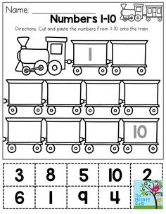 a worksheet for numbers 1 to 10 with train and tree on it,