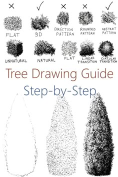 How to draw realistic trees Trees Art Drawing, Steps For Drawing, Pen Line Drawing, How To Draw Trees, Trees Drawing Tutorial, Waterfall Drawing, Draw Trees, Tree Types, Ink Drawing Techniques