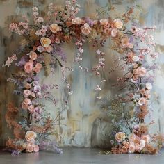 a painting of flowers on a wall