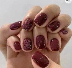 Red Wine Nails, Nails Press Ons, Chic Manicure, Square Press On Nails, Nails With Glitter, Dark Red Nails, Pretty Nail Colors, Short Fake Nails