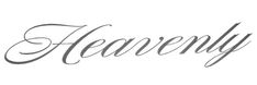 the word heavenly written in cursive writing on a white background with black ink