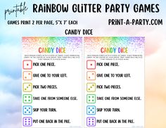 rainbow glitter party games for kids