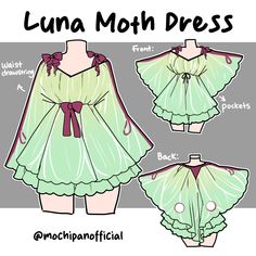 an image of the luna moth dress sewing pattern for children's clothing, with instructions to