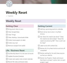 the weekly rest checklist is filled with things to do