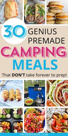 Genius, Easy Make Ahead Camping Meals to Pack Easy Campsite Meals, Food While Camping, Easy Camping Meals For Large Groups, Camp Lunches Ideas, Things To Cook While Camping, Food Camping Hacks, Easy Glamping Food, Classic Camping Food, Good To Take Camping