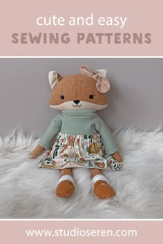 Make a handmade doll for someone special with my cute and easy sewing patterns. They come with step-by-step photographs and detailed instructions full of tips from my years of experience making dolls. You’ll be invited to join a friendly Facebook group where you can watch videos, ask questions and see dolls made by people from all over the world Animal Stuffies, Lovey Sewing Pattern, Sewing Soft Toys, Making Dolls, Handmade Stuffed Animals, Doll Sewing, Doll Sewing Patterns, Easy Sewing Patterns