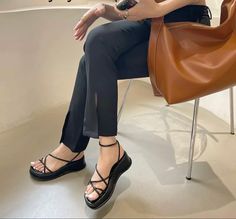 Korean Sandals, Platform Wedge Heels, Shoes Platform, Girly Shoes, Aesthetic Shoes, Flip Flop Shoes, Swag Shoes, Women Sandals, Pretty Shoes