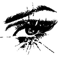 an artistic black and white drawing of a woman's eye with tears on it