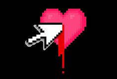 a pixel heart with an arrow pointing to it