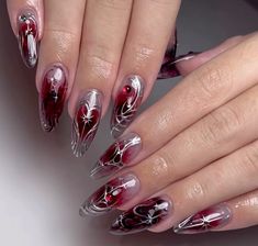 Red Royal Nails, Grey And Red Nails, Y2k Nails Red, Vintage Nails Aesthetic, Winter Nail Art Designs, Royals Nails, Red And White Nails, Metallic Nail Art, Manicure Nail Designs