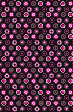 a black background with pink circles and dots on the bottom, in shades of purple