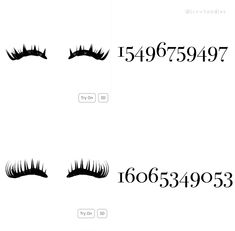 the different lashes are shown in black and white, with numbers below them to indicate how long they are