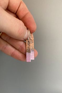 Handmade copper and enamel two tone drop earrings in a delicate shade of pale pink. Handmade Copper, Dainty Jewelry, Pink Fashion, Pale Pink, Fashion Item, Jewelry Inspiration, Pink Dress