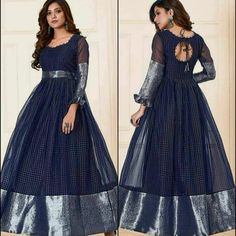 Saree Gaun Design Dresses, Back Neck Designs For Anarkali Dresses, Saree To Long Frock Designs, Frock Neck Designs For Girl, Neck Designs For Gowns Indian, Gown Neck Design Indian, Long Frock Designs For Women Party, Pattu Saree Frock Dresses, Long Frock Back Neck Models