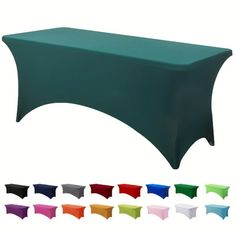 an image of a table cover with different colors and sizes in front of white background