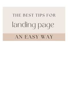 the best tips for landing page an easy way