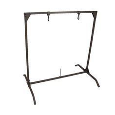 a black metal rack with two hooks on the top and one hook attached to it