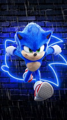 sonic the hedgehog running in the rain