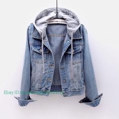 Women's Denim Short Coat Spring Autumn Korean Long Sleeve Slim Fit Hooded Jacket   Color:Dark Blue  Light Blue Size:S-5XL Material:Cotton Blend       Payment 1. Payment must be made within 7 days of auction closing (Unpaid dispute will automatically open when item is not paid in 7 days). 2. PLEASE NOTE: SHIPPING&HANDING DOES NOT INCLUDE DUTIES, LOCATL TAXES OR ANY OTHER IMPORTATION FEES. 3. Please list your special requests (color, packages, value of declaration, etc.) in the EBAY NOTES SECTION Winter Jeans Jacket, Denim Jacket Short, Denim Coat Women, Hooded Denim Jacket, Outwear Women, Boyfriend Jean, Kehlani, Estilo Chic, Spring Jackets