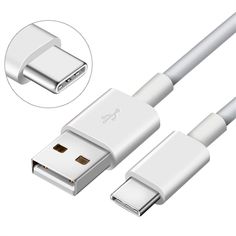 the white usb cable is connected to an iphone