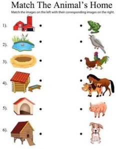 an animal's home worksheet for kids to learn how to read it