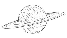 the planet saturn with its rings drawn in black and white royalty photo, illustration or drawing