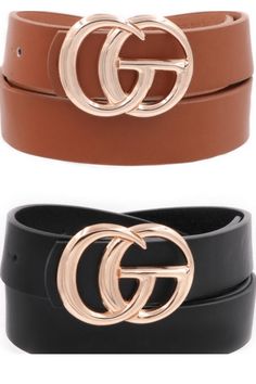 A simple twist on a classic Gucci style belt for women. Same look and feel, but without the hefty price tag. What's more, our belts come in a 2 pack so you'll always have the right color! They feature a gorgeous faux leather strap and a double o-ring buckle! GG Belt Gucci Belt Women, Womens Belts Fashion, Trendy Belts, Gg Belt, Gucci Style, Belt For Women, Belt Length, Closet Goals, Designer Belts