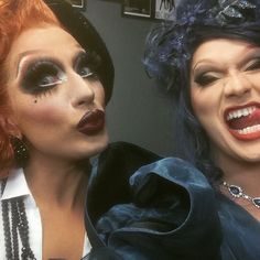 two women dressed up in costumes and makeup