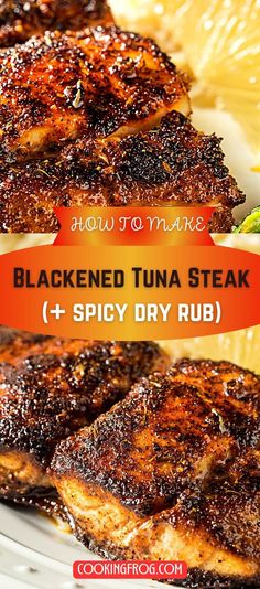 This Blackened Tuna Steak is ready in about 10 minutes and is bursting with flavor! Simply serve it with your favorite side dishes, in tacos, or on a sandwich! I enjoy any type of blackened fish. Blackened Tuna Steak, Tuna Steak Recipe, Blackened Tuna